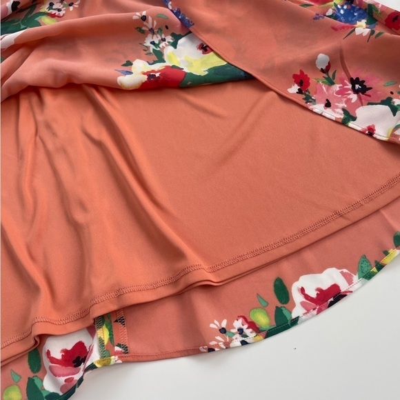 Express Orange Tropical Floral Summer Halter Top Mini Length Dress Size Medium - Picture 8 of 13